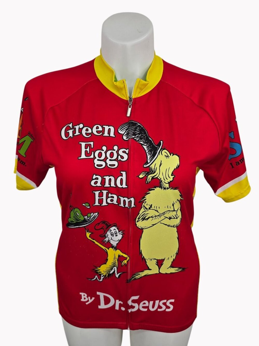 Dr. Seuss XL Green Eggs & Ham Retro Cycling Jersey Red Yellow Short Sleeve